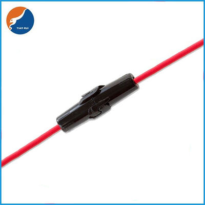Siyah Muhafaza 5x20mm Cam Boru Kırmızı Telli Sıralı Sigorta Tutucular 18AWG 15CM Uzunluk