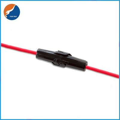 Siyah Muhafaza 5x20mm Cam Boru Kırmızı Telli Sıralı Sigorta Tutucular 18AWG 15CM Uzunluk