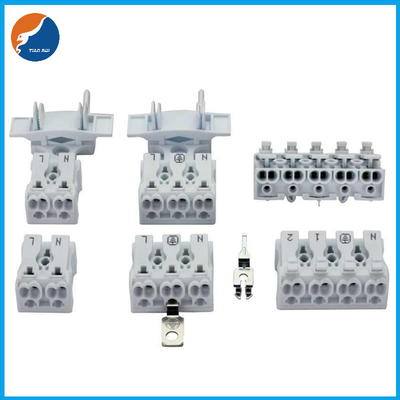 2 3 4 5 Port 450V 24A 0.5-2.5mm2 PA Muhafaza LED Işık İçin Vidasız İtmeli Tel Konnektör
